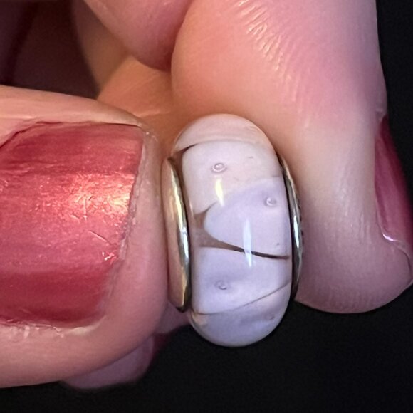 Pandora Jewelry - Pandora Murano Pink Looking Glass Charm – Sterling Silver Core – Retired